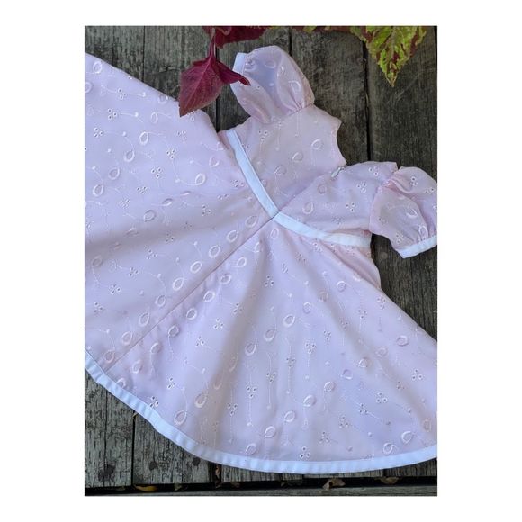 Vintage Infant Swing Dress Pink Eyelet Lace Party Formal - Picture 2 of 6